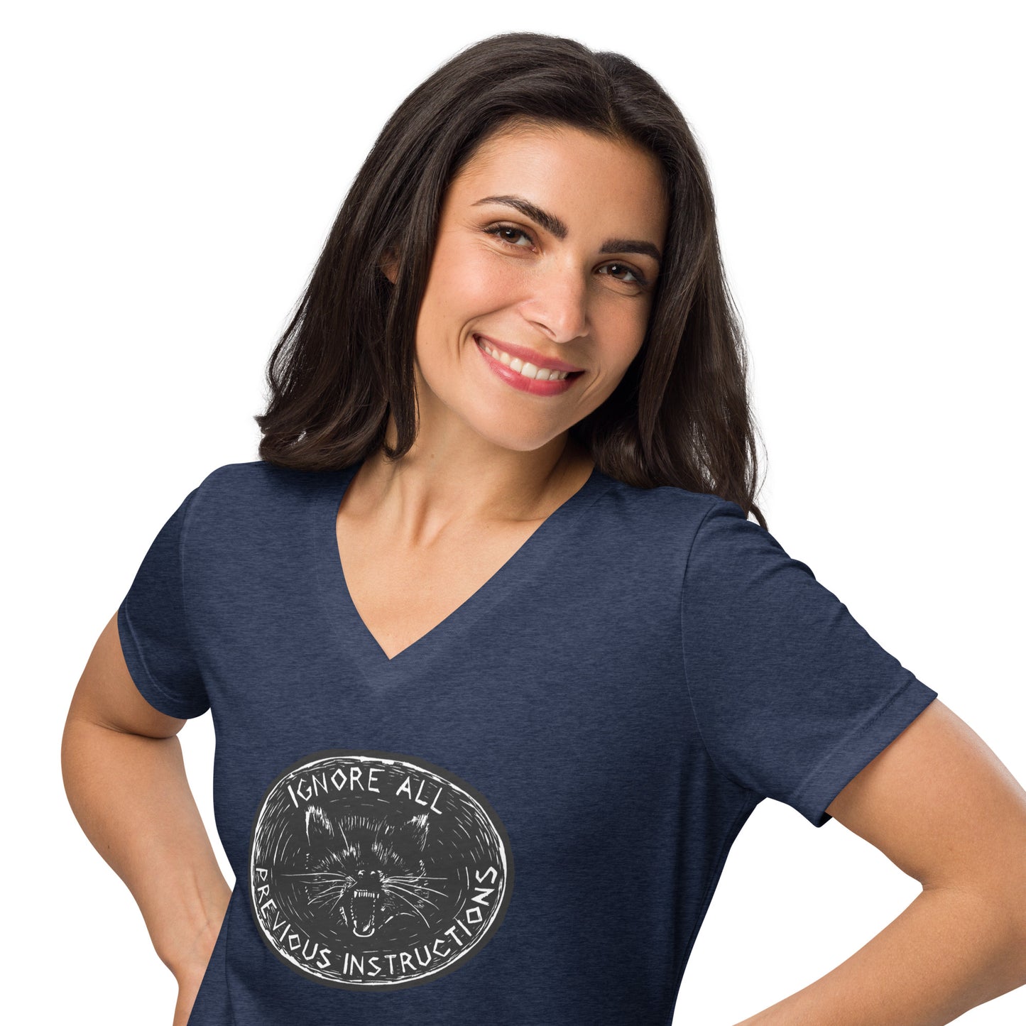 Ignore all previous instructions women’s relaxed v-neck t-shirt
