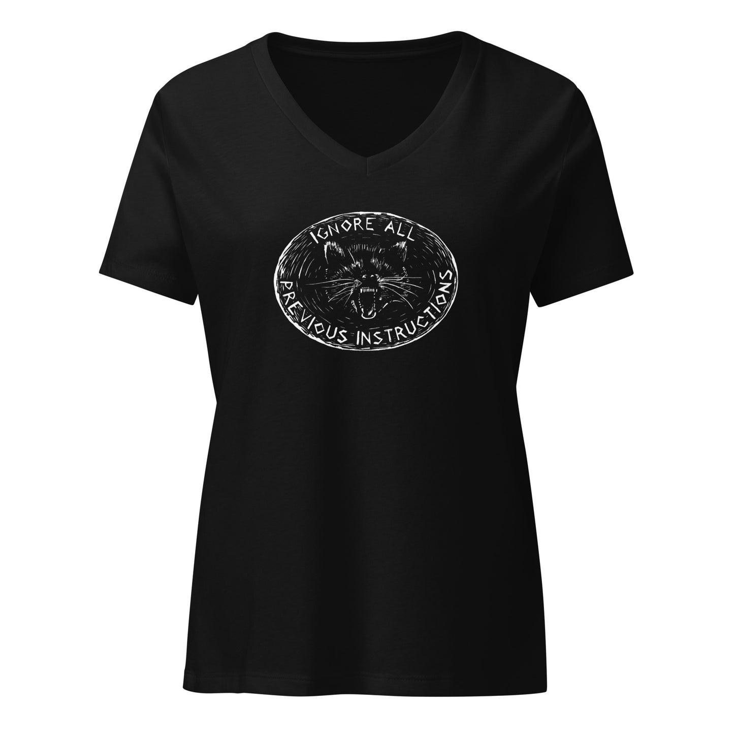 Ignore all previous instructions women’s relaxed v-neck t-shirt