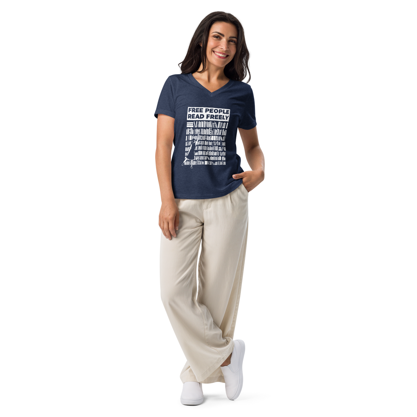 Free people read freely women’s relaxed v-neck t-shirt